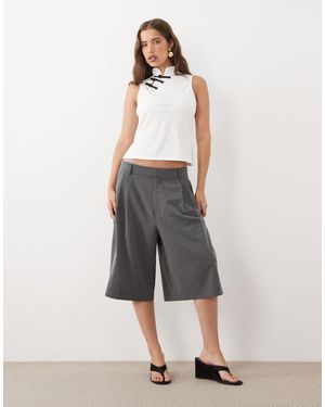 ASOS Cap Sleeve Mandarin Top - Gray