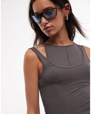 Weekday Layered Effect Tank Top - Black