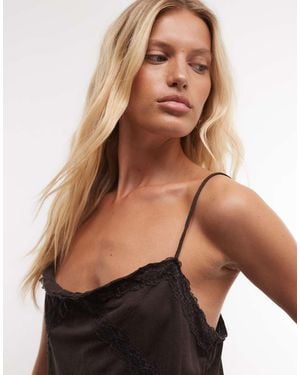 ASOS Crinkle Cami Met Kanten Rand - Bruin