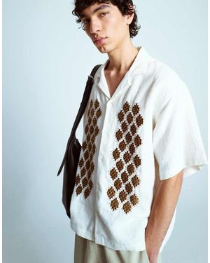 TOPMAN Premium Beaded Crochet Shirt - White