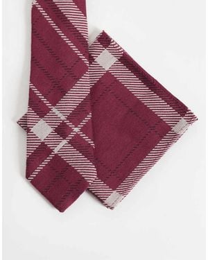 ASOS Motivo A Quadri Con Cravatta E Fazzoletto Da Taschino Bordeaux - Viola