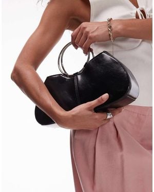TOPSHOP Griffith Metal Ring Handle Grab Bag - Black