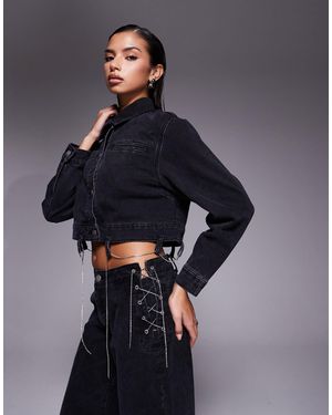 Liquor N Poker Boxy Denim Chain Detail Jacket Co-Ord - Blue