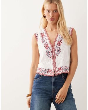 River Island Embroidered Vest - White