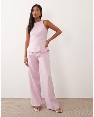 Forever New Linen Blend Tailored Wide Leg Trouser Co-ord - Pink