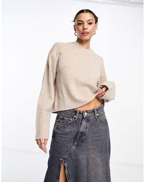 Weekday Reece High V Neck Wool Sweater - White