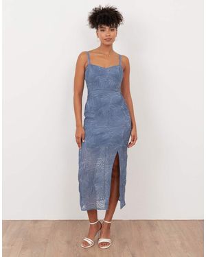 Maya Textured Chiffon Midi Dress - Blue