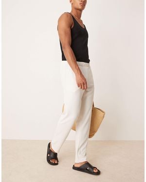 SELECTED – gerade geschnittene, plissierte hose - Natur