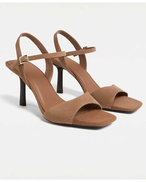 Stradivarius Leather Heeled Sandals - White