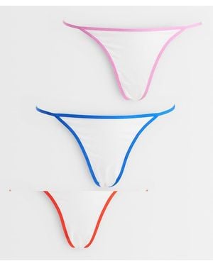 ASOS 3 Pack Cotton Tanga Lingerie Thong With Contrast Binding - Blue