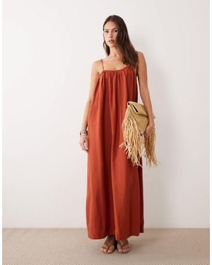 Vila Linen Touch Cami Maxi Dress - Red