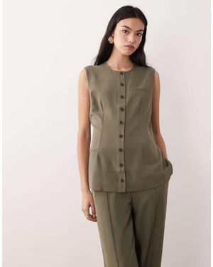 Aware Tailored Longline O-neck Waistcoat - Green