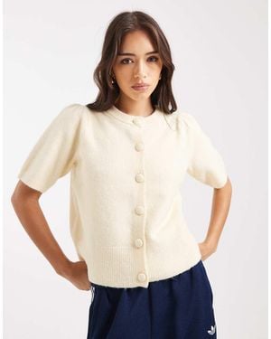 New Look Button Through Short Sleeve Cardigan - White