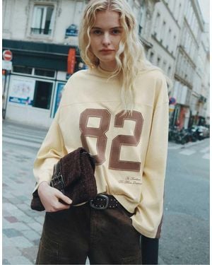 Pull&Bear T-Shirt Grafica Oversize Gialla - Grigio