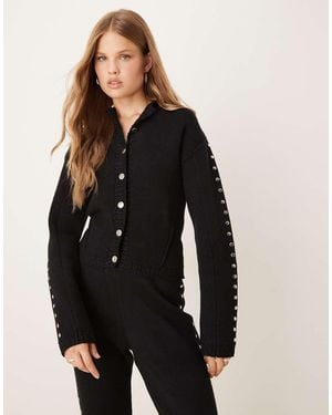 Never Fully Dressed Studded Knit Cardigan - Black