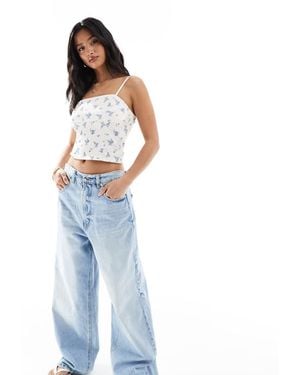 Stradivarius Petite D88 Denim baggy Jean - Blue