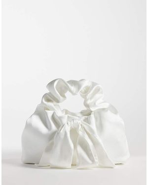 Six Stories Bridal Satin Bow Mini Bag - White