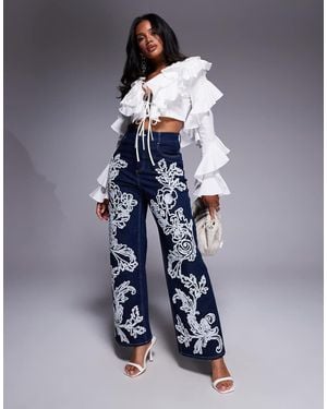 ASOS Embellished Cornelli Straight Leg Jean - Blue