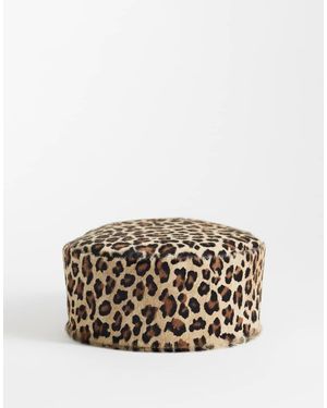 ASOS Hair On Leather Pillbox Hat - White