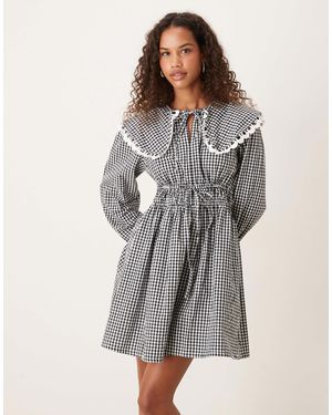 Y.A.S Tie Detail Collared Mini Dress - Gray