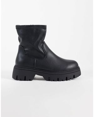 SEQWL Wide Fit Twirl Chunky Sock Boots - Black