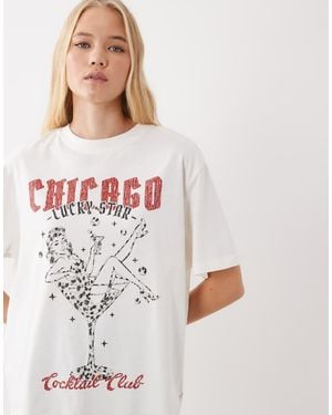 ASOS Oversized T-Shirt With Pin Up Martini Graphic - White