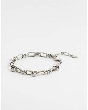 ASOS Waterproof Stainless Steel Solid Bar And Round Link Chain Bracelet - Natural