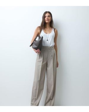 ASOS Tall Broek Met Wijde Pijpen En Plooidetail - Grijs
