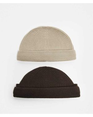 Only & Sons 2 Pack Fisherman Beanie Hats - White
