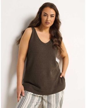 Yours Clothing Knitted Vest Top - Brown