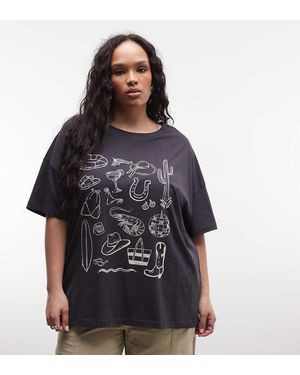 Noisy May Oversized T-shirt With Summer Graphic - Black