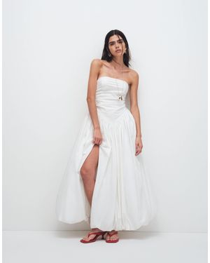 Kaiia Exclusivité - - robe bandeau longue et bouffante avec fente sur la cuisse - Blanc