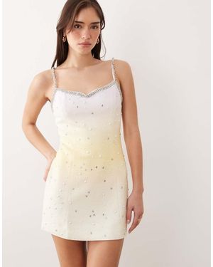 JW PEI Diamante Trim Embellished Tailored Mini Dress - Natural