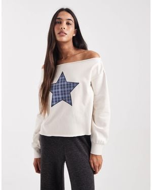 Cotton On Off The Shoulder Fleece Sweater - White