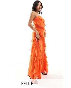 Ever New Petite Bandeau Ruffle Midaxi Dress - Orange