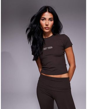 4505 Hot Yoga Print Baby Tee - Grey