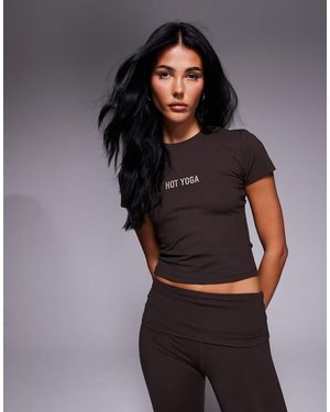4505 Hot Yoga Print Baby Tee - Grey