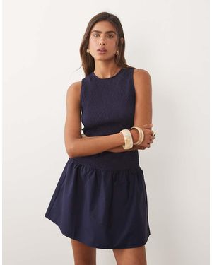 Mango Cotton Rich Racer Mini Dress - Blue