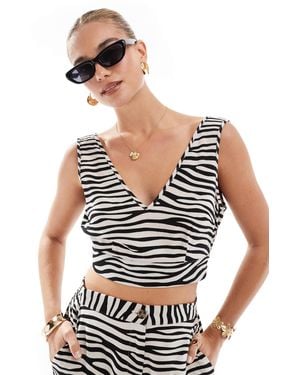Vero Moda Linen Touch Cropped Tie Back Top Co-ord - Black