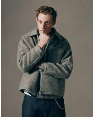 ASOS COLLECTIVE Chaqueta Guateada Estilo Camisa De Tejido Con Lana De - Verde