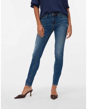Vero Moda Vaqueros Azul Oscuro De Corte Pitillo De
