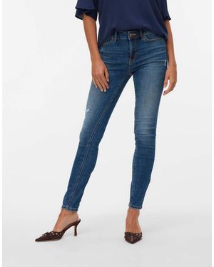 Vero Moda Vaqueros Azul Oscuro De Corte Pitillo De