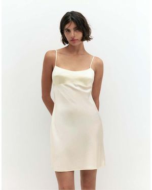 Pull&Bear Satin Mini Dress With Straps - Natural