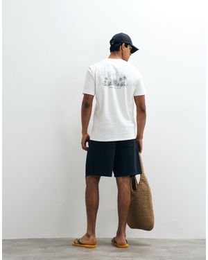 Mango Regular Fit Crew Neck Graphic Back Print T-shirt - White