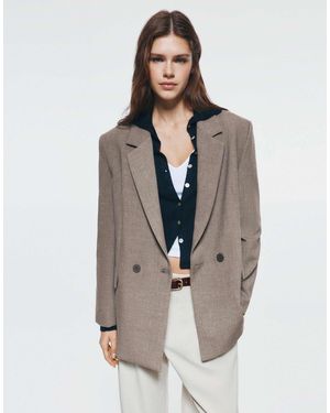 Pull&Bear Blazer croisé couleur mink - Marron