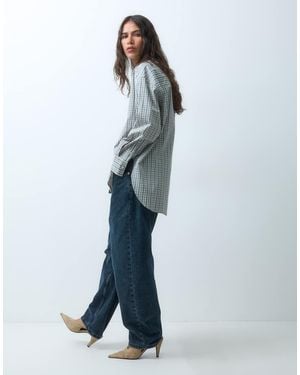 ASOS Camicia Oversize Con Fondo Asimmetrico A Quadri - Blu
