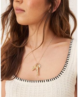 Accessorize Fish Charm Pendant Necklace - Brown