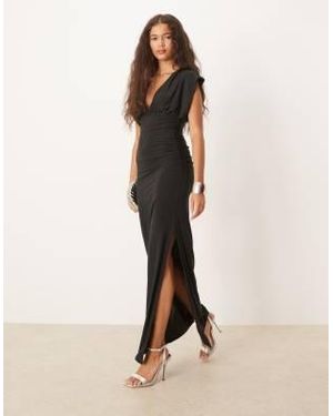 ASOS Co-Ord Slinky Low-Rise Asymmetric Waist Maxi Skirt - Natural
