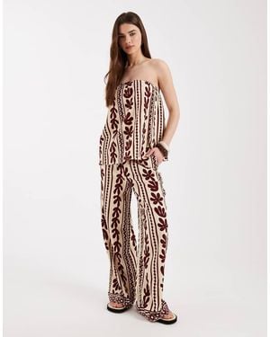 New Look Co-ord Patterned Trousers - White