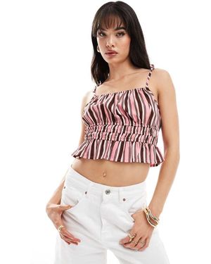 Wednesday's Girl Striped Tie Shoulder Cami Top - Pink